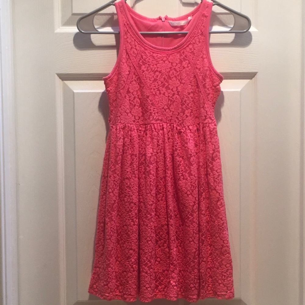 Girls pink lace dress. Size 10